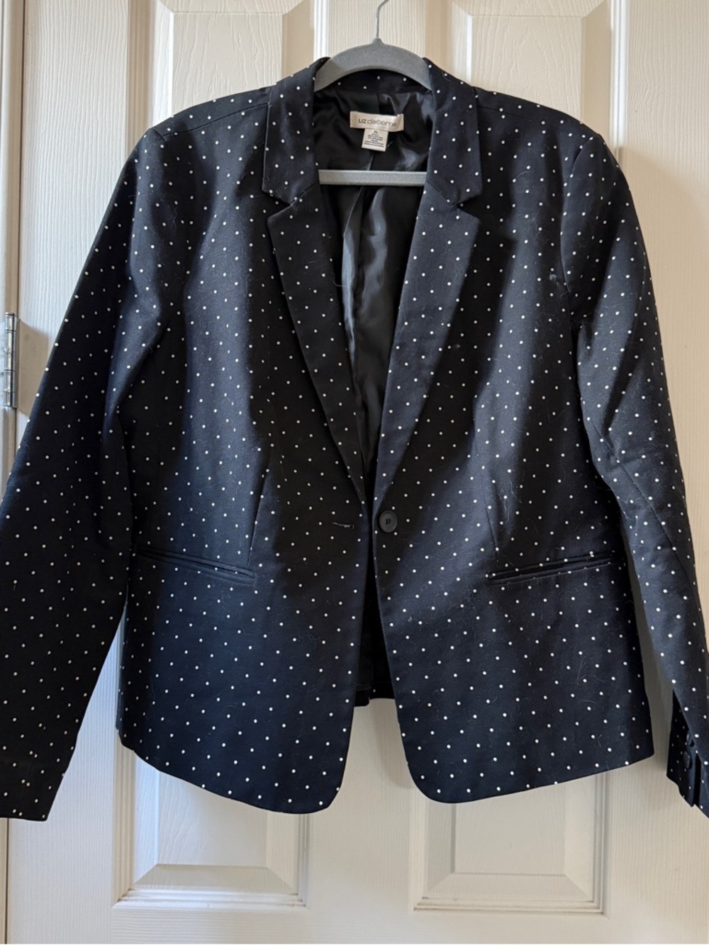 Liz Claiborne | Black Blazer with White Polka Dots | Women’s Size XL